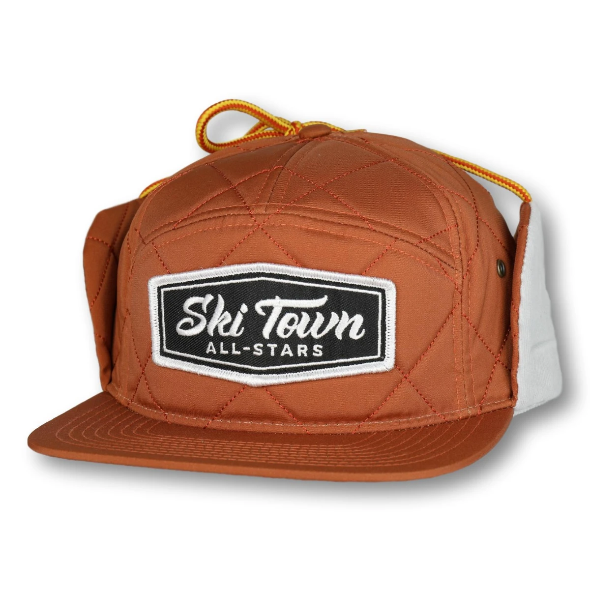 Ski Town All Stars Red Square Flap Hat 3 Ski Town All Stars Red Square Flap Hat